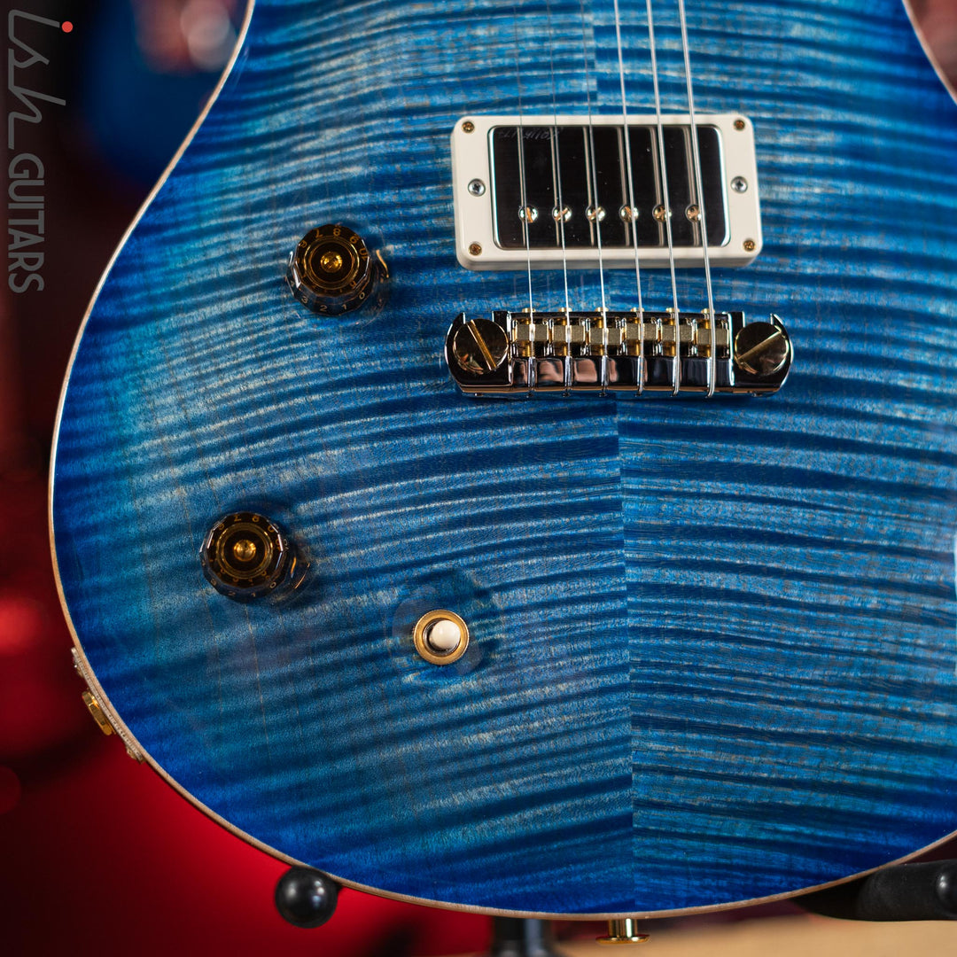 PRS McCarty Lefty Wood Library Faded Blue Jean w/ Blue Burst 10 Top Flame Maple