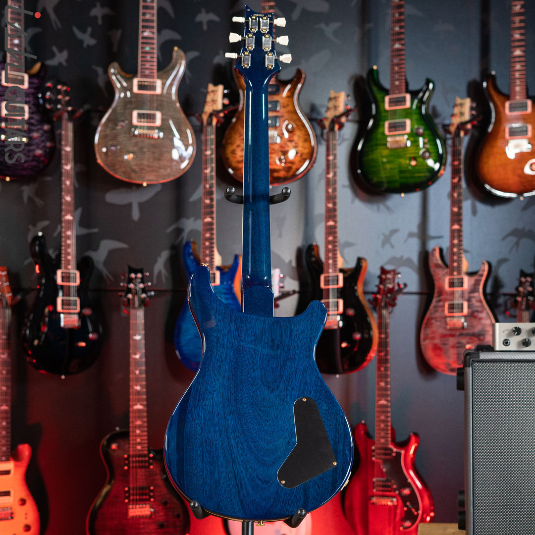 PRS McCarty Lefty Wood Library Faded Blue Jean w/ Blue Burst 10 Top Flame Maple