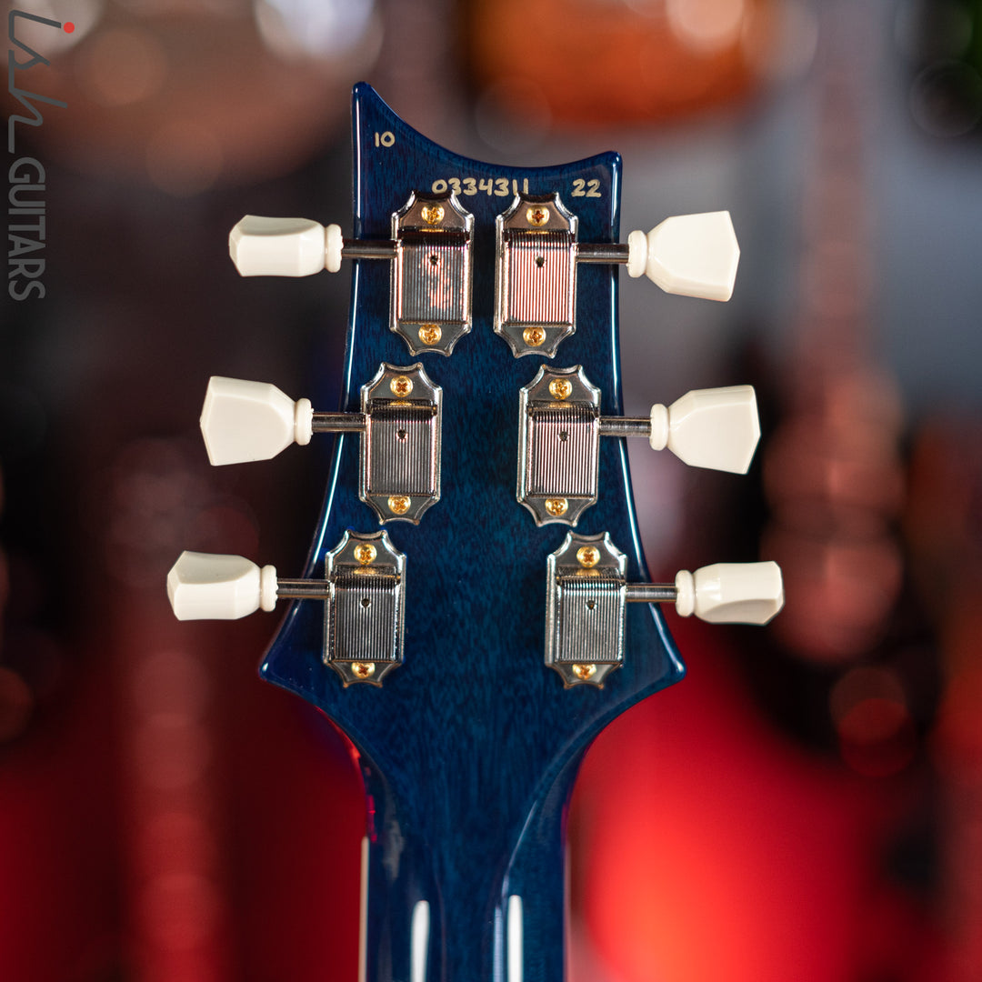 PRS McCarty Lefty Wood Library Faded Blue Jean w/ Blue Burst 10 Top Flame Maple