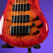 Spector Eurobolt 5 Inferno Red Gloss Poplar Burl Bass Guitar Demo