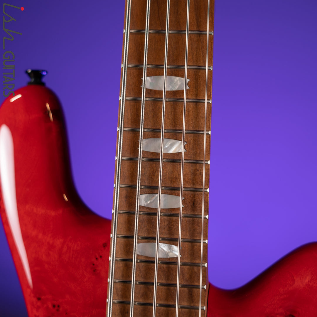 Spector Eurobolt 5 Inferno Red Gloss Poplar Burl Bass Guitar Demo