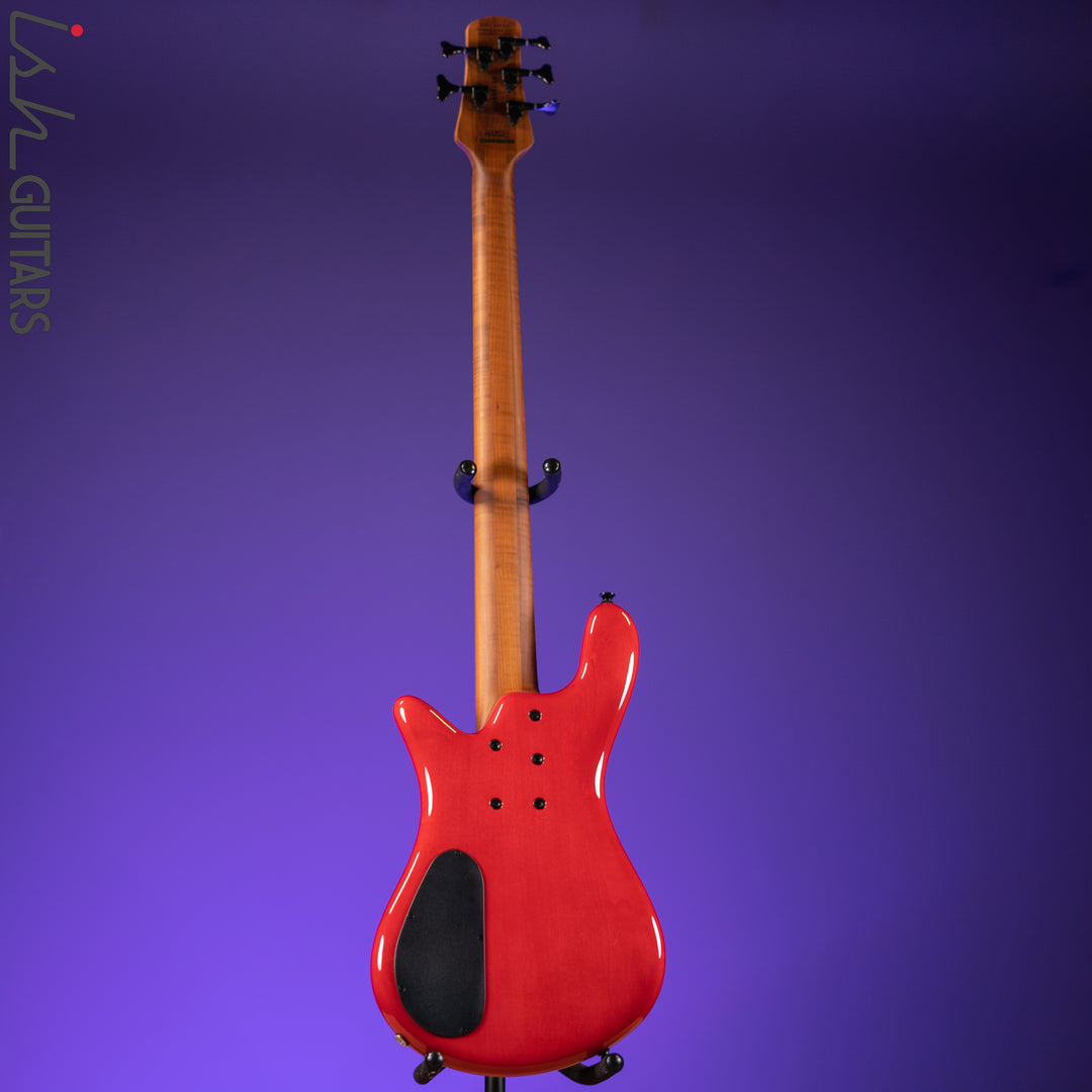 Spector Eurobolt 5 Inferno Red Gloss Poplar Burl Bass Guitar Demo
