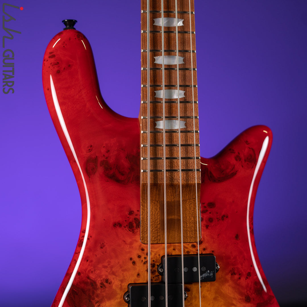 Spector Eurobolt 4 Inferno Red Gloss Poplar Burl Bass Guitar Demo