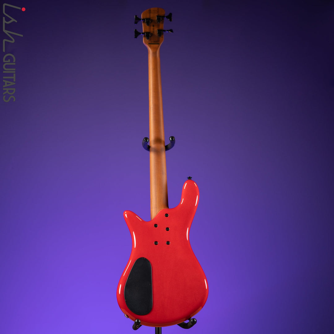 Spector Eurobolt 4 Inferno Red Gloss Poplar Burl Bass Guitar Demo