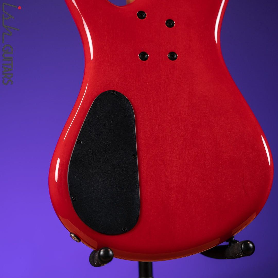 Spector Eurobolt 4 Inferno Red Gloss Poplar Burl Bass Guitar Demo