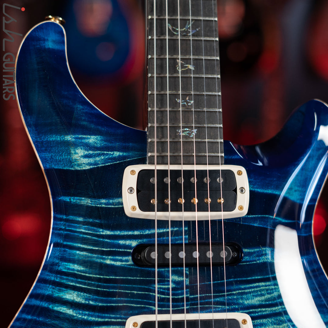 PRS Wood Library Modern Eagle V 10 Top Flame River Blue w/ Blue