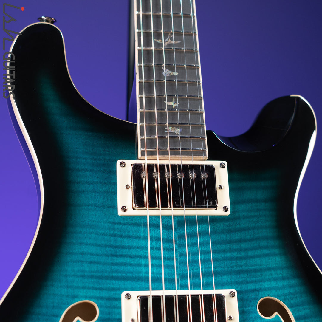 PRS SE Hollowbody II Piezo Electric Guitar Peacock Blue Sunburst