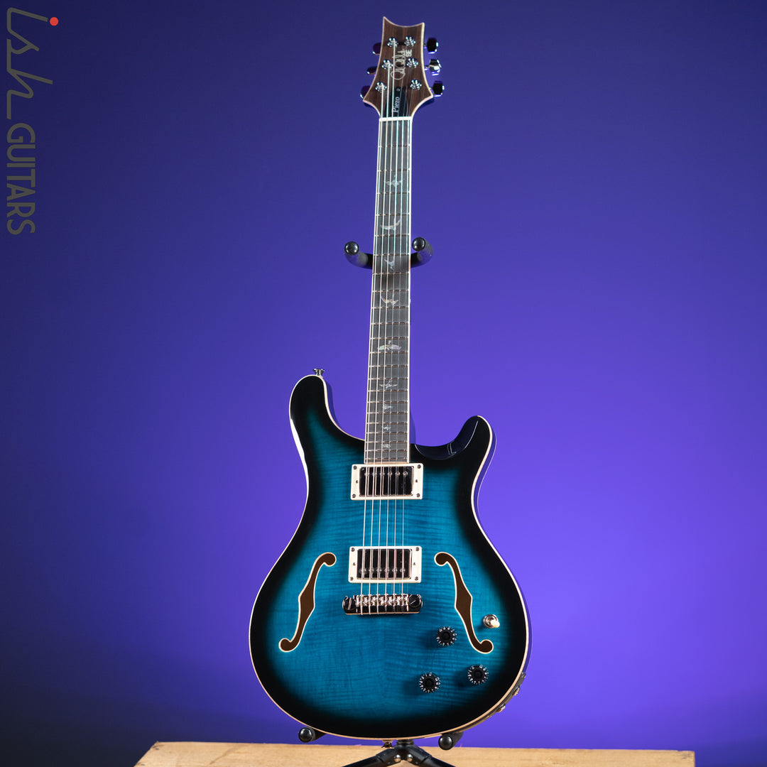 PRS SE Hollowbody II Piezo Electric Guitar Peacock Blue Sunburst Demo
