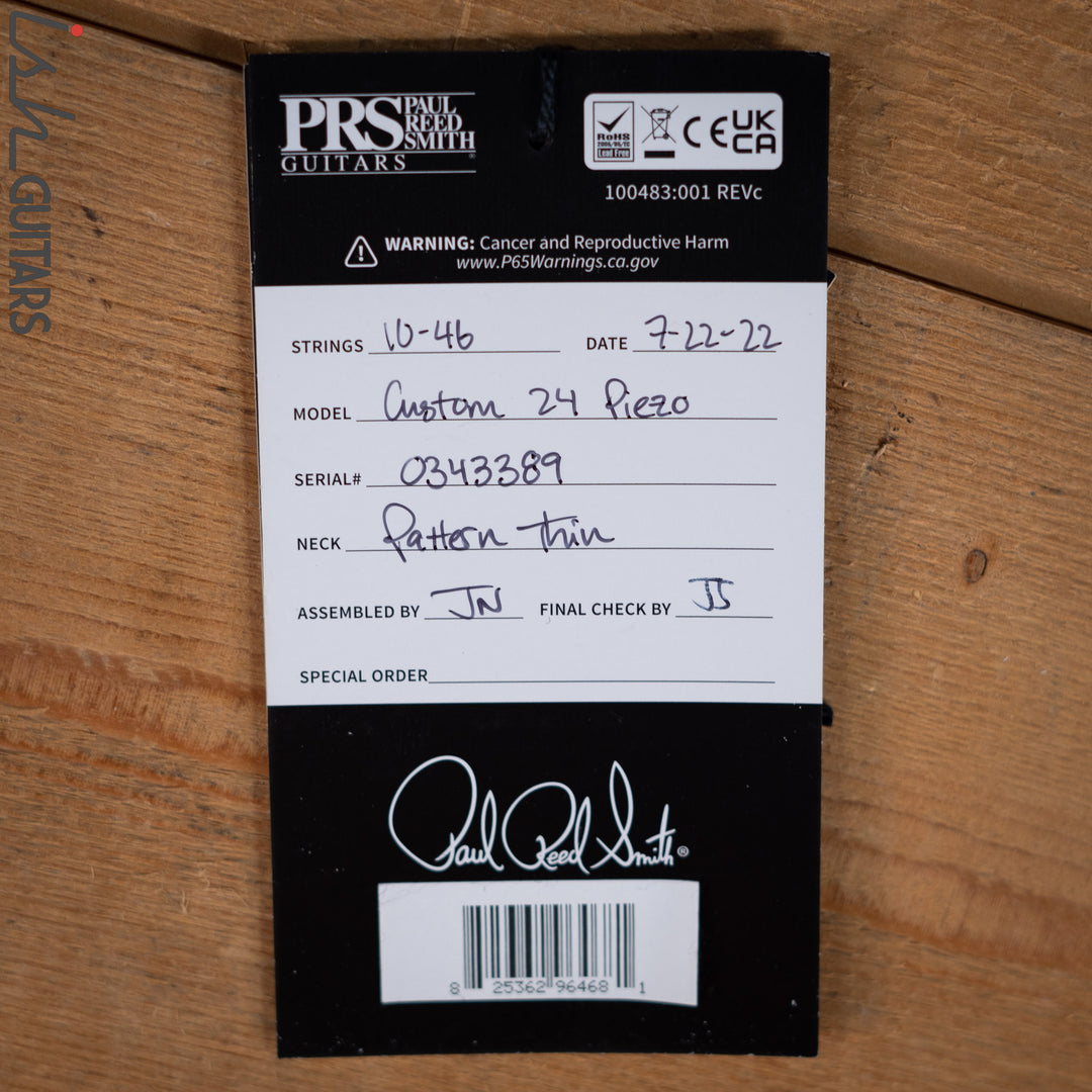 PRS Custom 24 Piezo Eriza Verde Smokeburst
