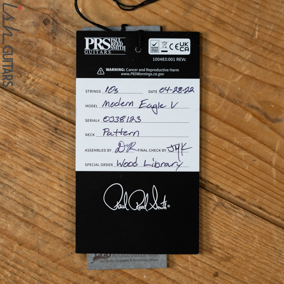 PRS Wood Library Modern Eagle V 10-Top Quilt Jade Green Smoked Burst Wrap