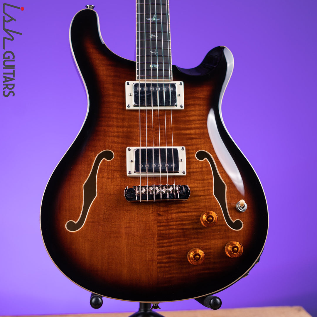 PRS SE Hollowbody II Piezo Electric Guitar Black Gold Sunburst