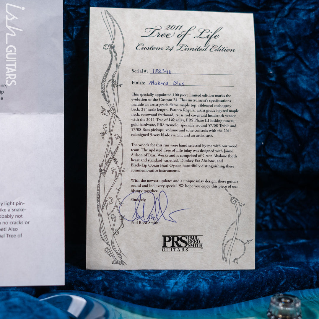 2011 PRS Custom 24 Tree Of Life Makena Blue