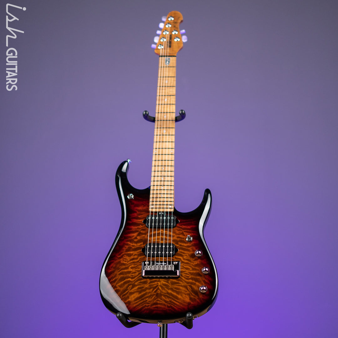 Ernie Ball Music Man JP15 7-String Electric Guitar Piezo Tiger Eye Quilt Demo