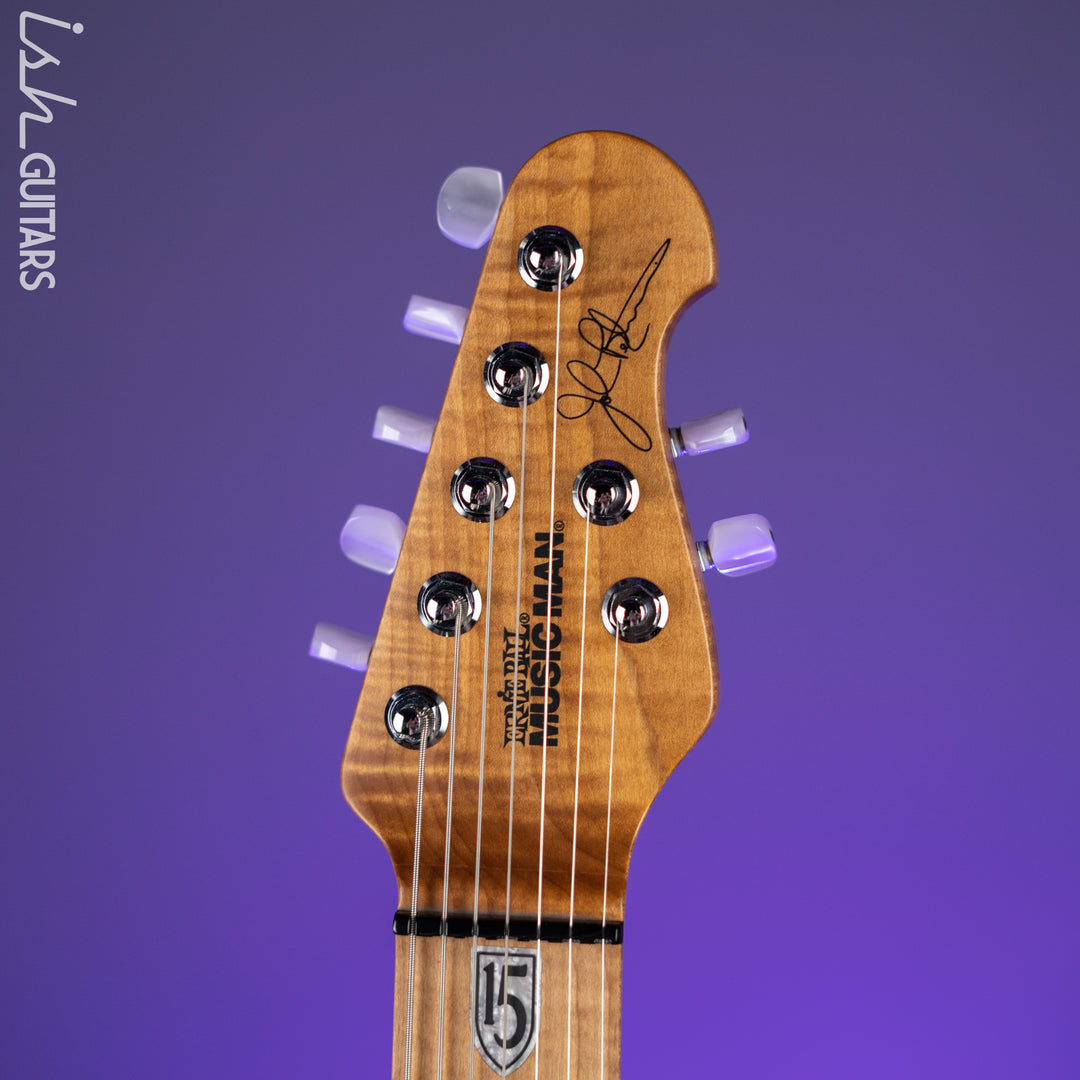 Ernie Ball Music Man JP15 7-String Electric Guitar Piezo Tiger Eye Quilt Demo