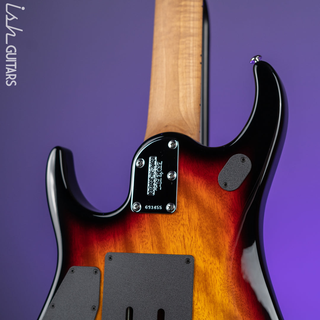 Ernie Ball Music Man JP15 7-String Electric Guitar Piezo Tiger Eye Quilt Demo