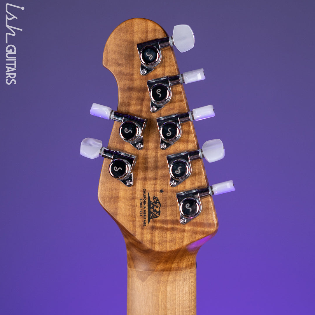 Ernie Ball Music Man JP15 7-String Electric Guitar Piezo Tiger Eye Quilt Demo