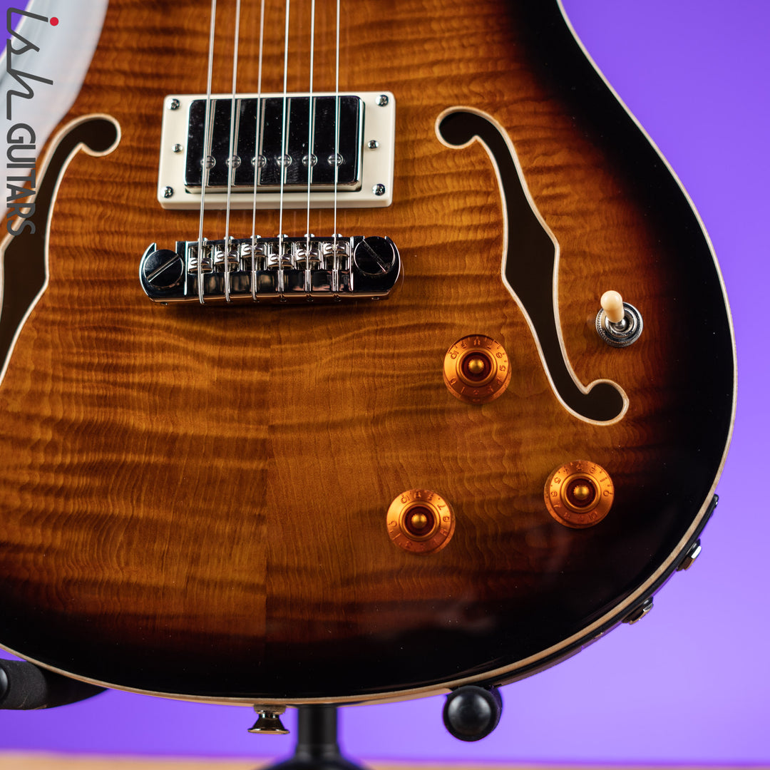 PRS SE Hollowbody II Piezo Electric Guitar Black Gold Sunburst