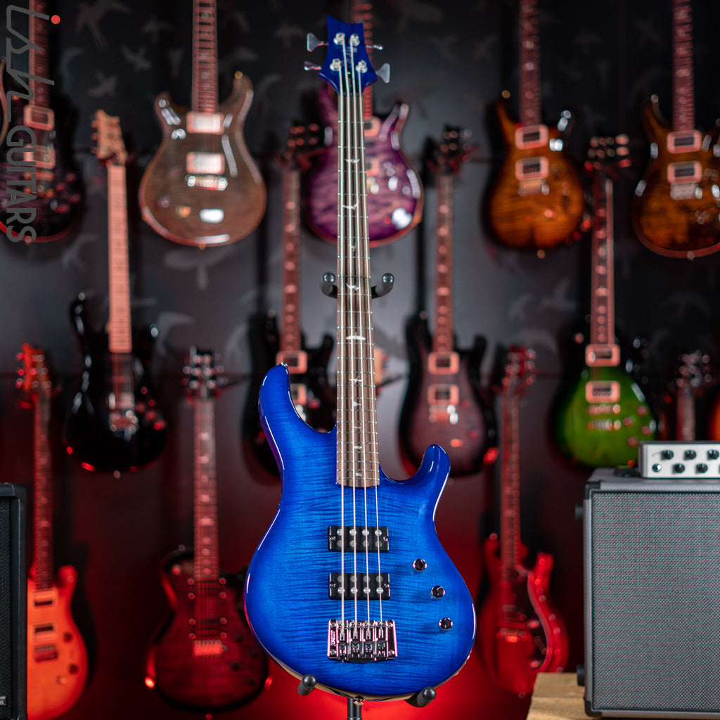 PRS SE Kingfisher Bass Faded Blue Wrap Around Burst Demo