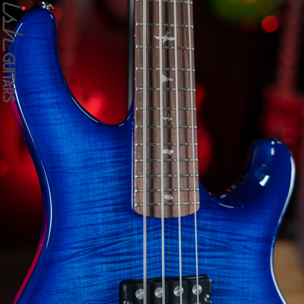 PRS SE Kingfisher Bass Faded Blue Wrap Around Burst Demo