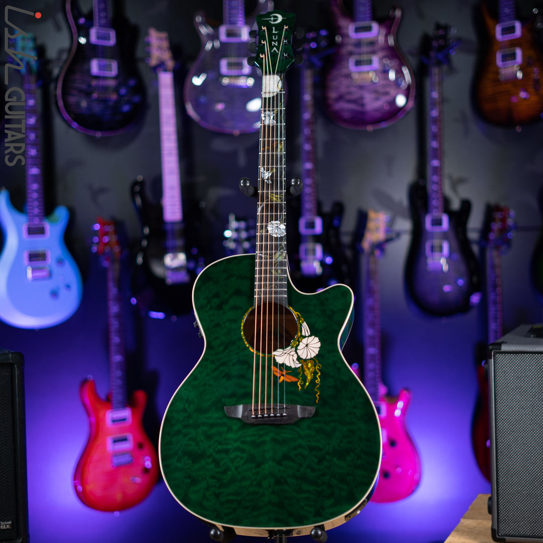 Luna Flo Moon Custom Acoustic Guitar Transparent Mallard