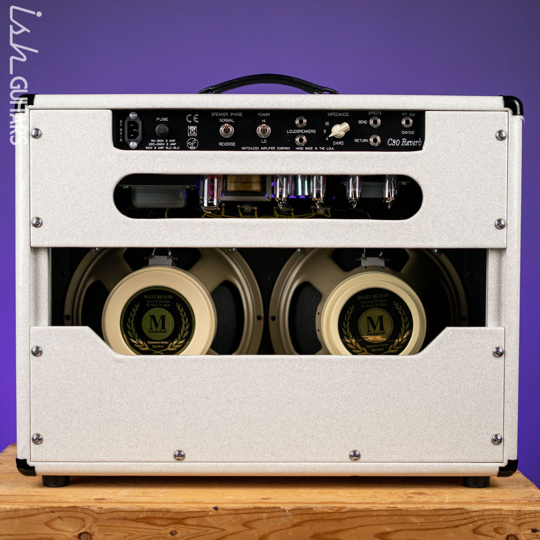 X30 Reverb Matchless DC-30 Reverb Sparkle White/Silver Demo – Ish Guitars