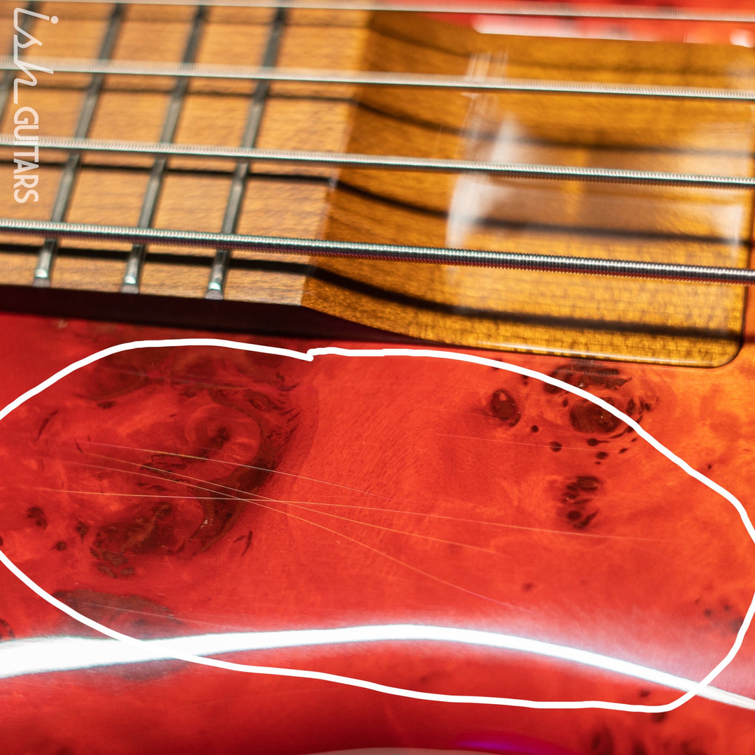 Spector Eurobolt 4 Inferno Red Gloss Poplar Burl Bass Guitar Demo