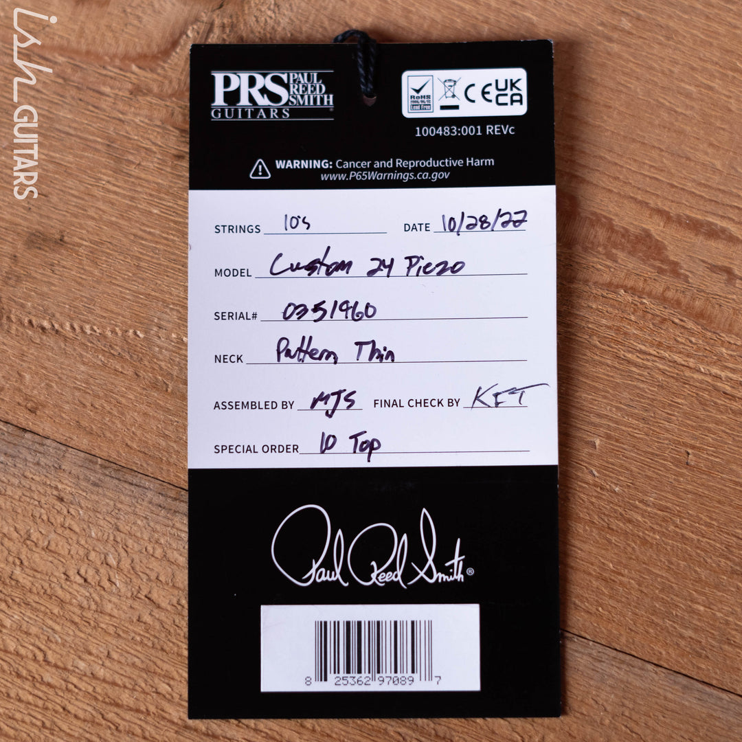 PRS Custom 24 Piezo 10-Top Blue Matteo