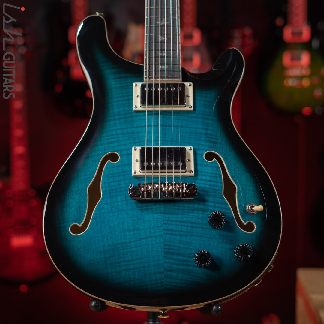 PRS SE Hollowbody II Piezo Electric Guitar Peacock Blue Sunburst