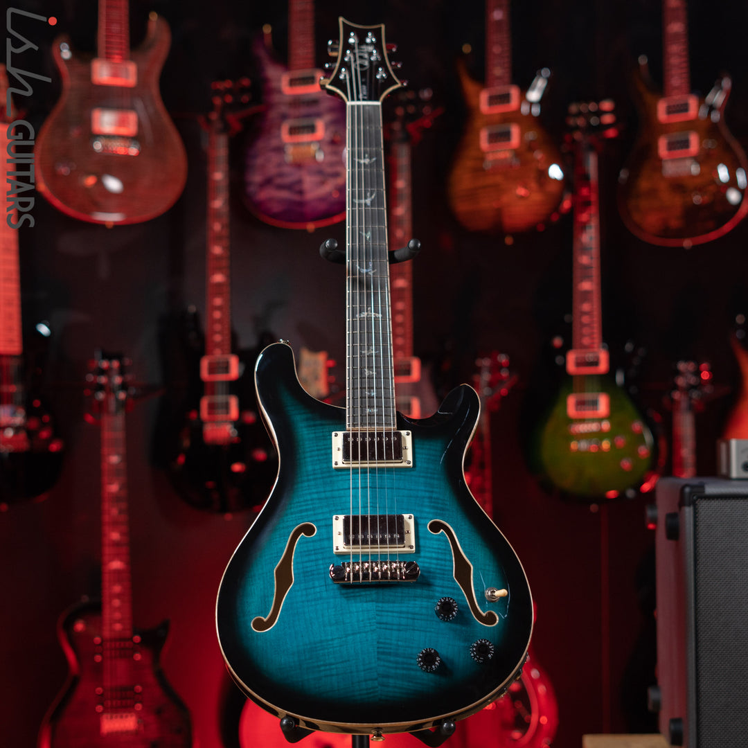 PRS SE Hollowbody II Piezo Electric Guitar Peacock Blue Sunburst