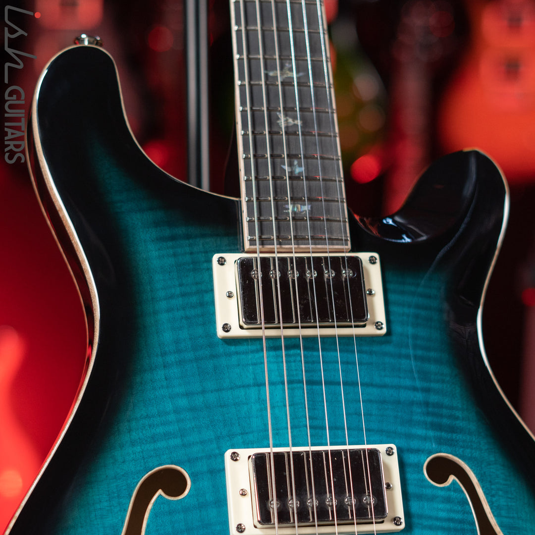 PRS SE Hollowbody II Piezo Electric Guitar Peacock Blue Sunburst