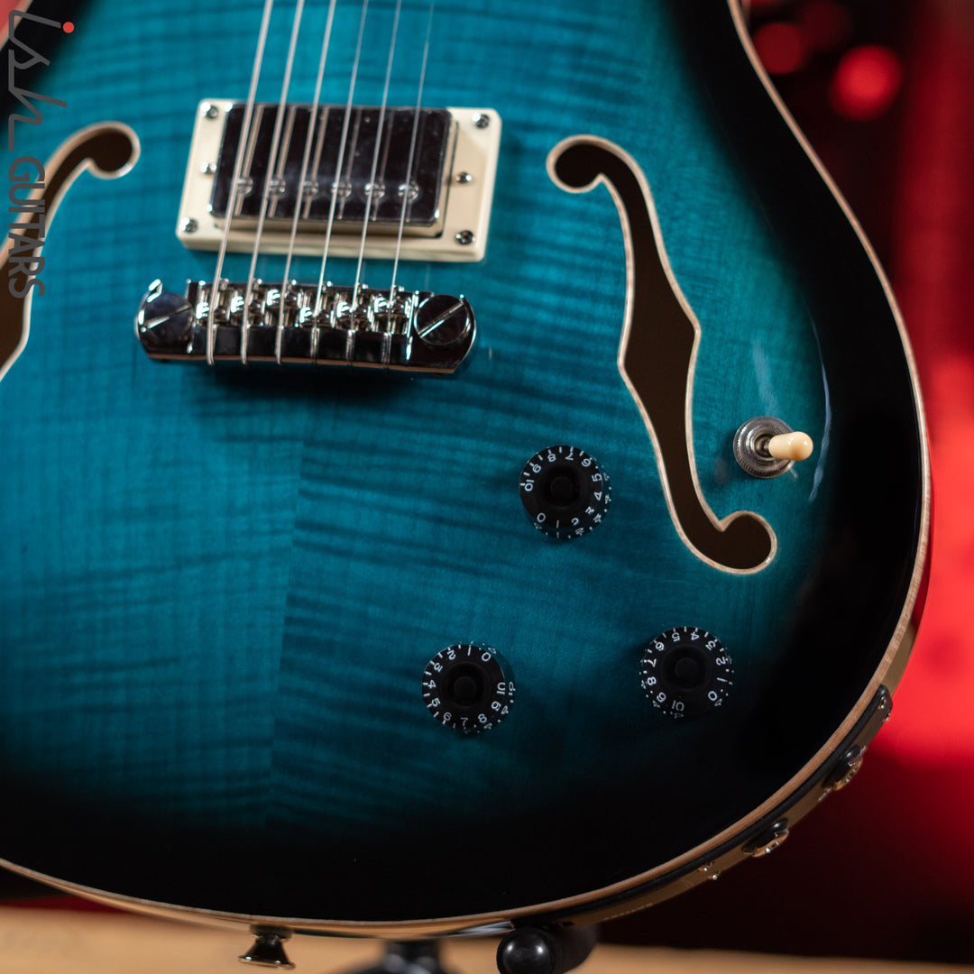 PRS SE Hollowbody II Piezo Electric Guitar Peacock Blue Sunburst