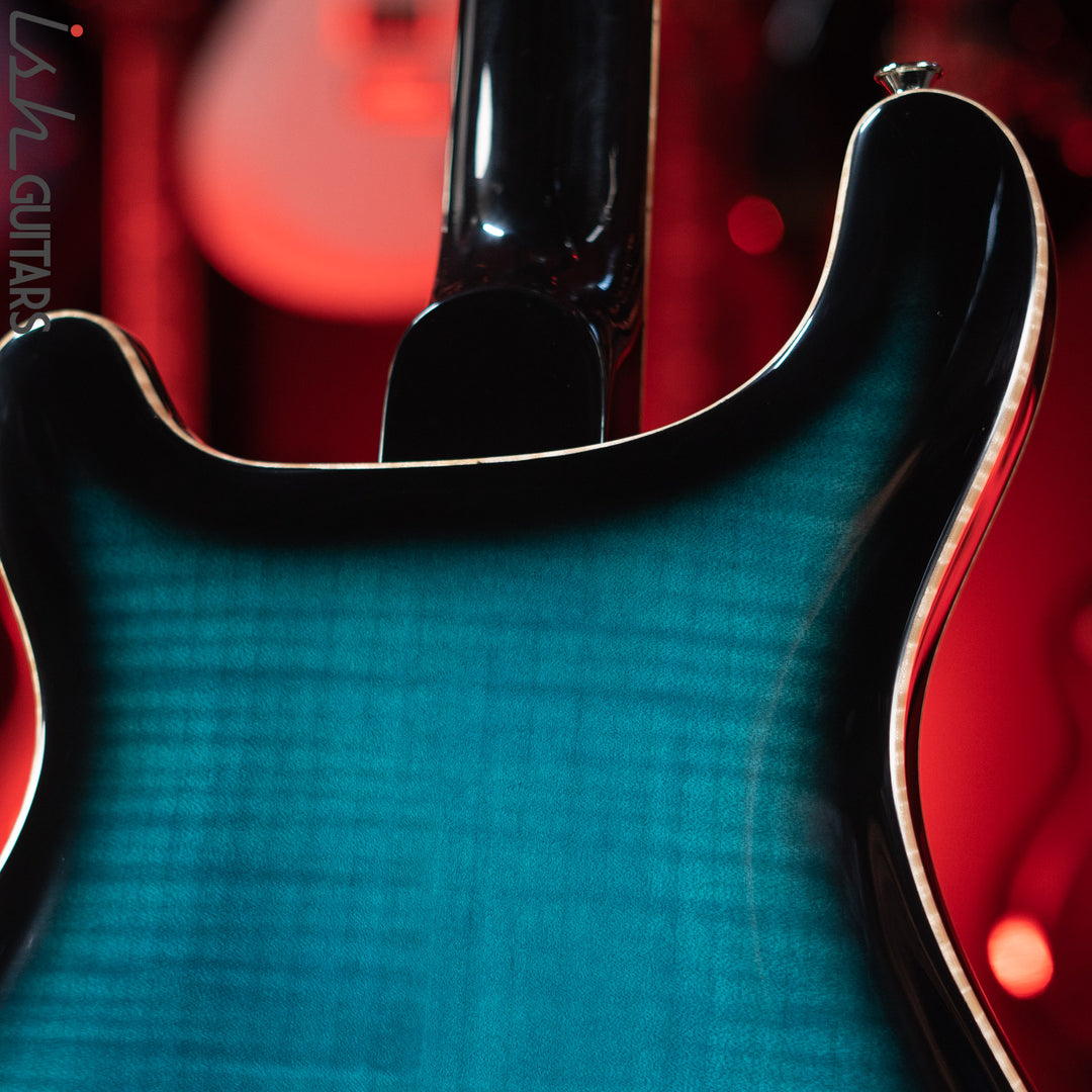 PRS SE Hollowbody II Piezo Electric Guitar Peacock Blue Sunburst Demo