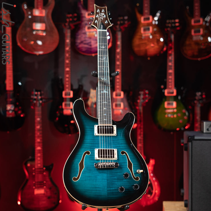 PRS SE Hollowbody II Piezo Electric Guitar Peacock Blue Sunburst