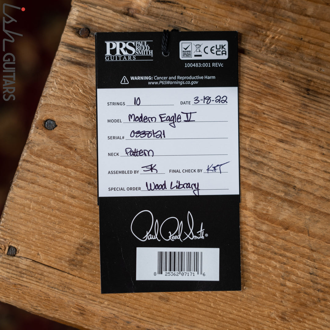 PRS Wood Library Modern Eagle V 10 Top Quilt Charcoal Brazilian Rosewood