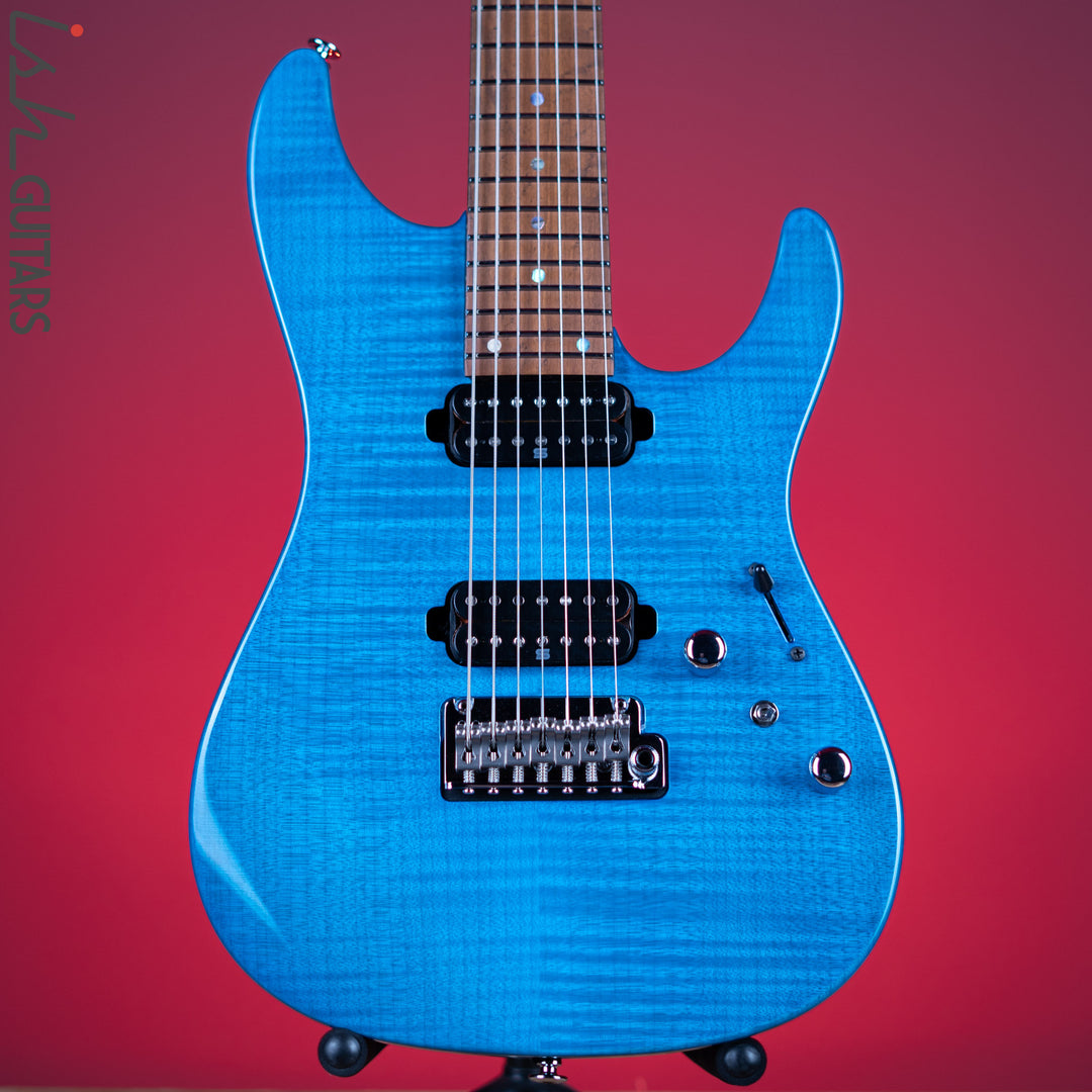 Ibanez Prestige MM7 Martin Miller Signature 7-String Guitar Transparent Aqua Blue
