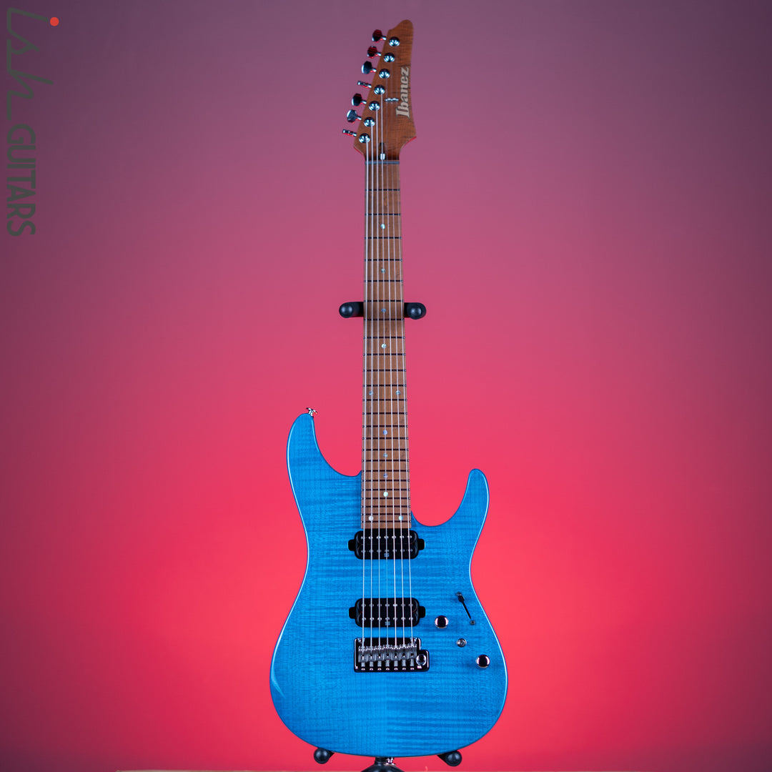 Ibanez Prestige MM7 Martin Miller Signature 7-String Guitar Transparent Aqua Blue