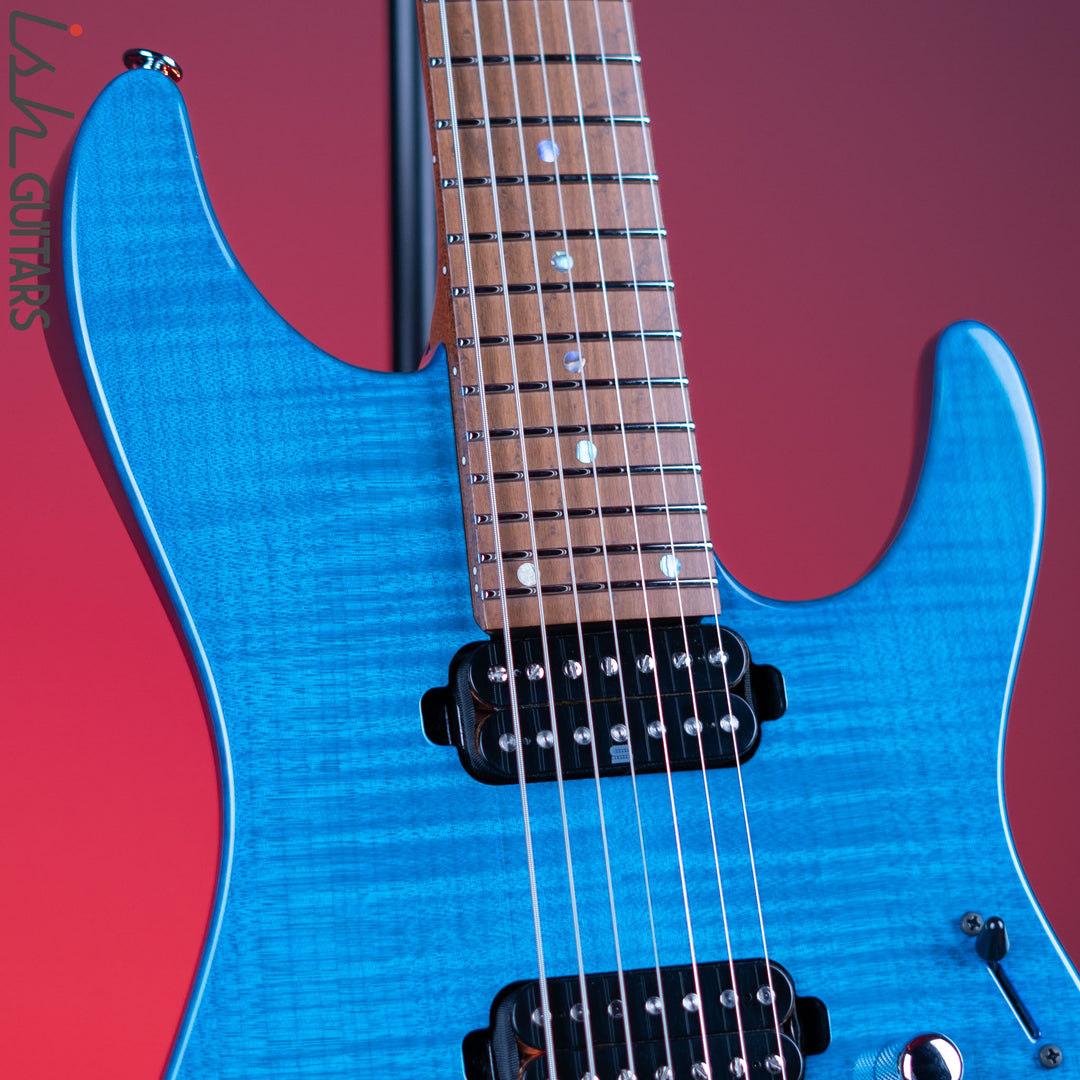Ibanez Prestige MM7 Martin Miller Signature 7-String Guitar Transparent Aqua Blue