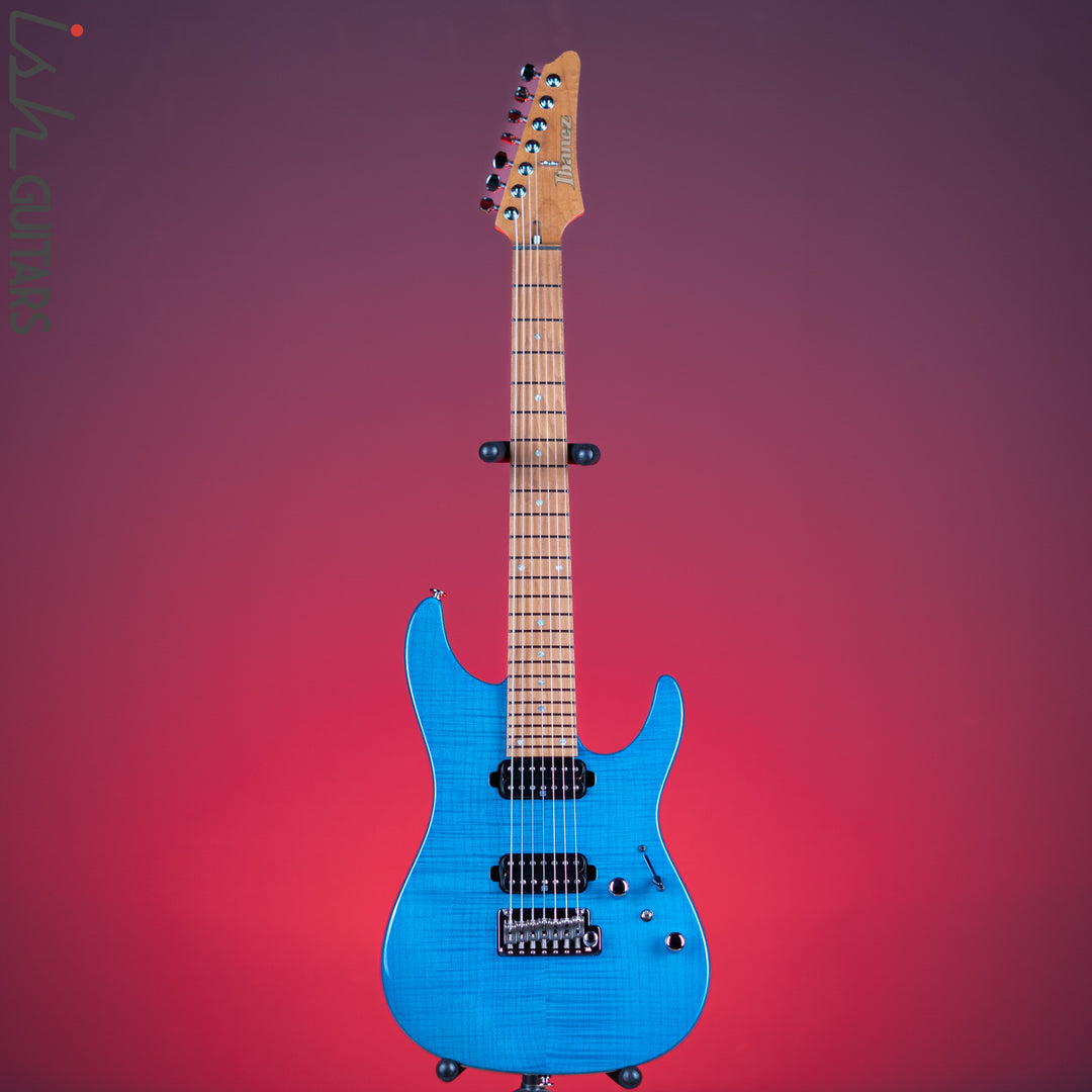 Ibanez Prestige MM7 Martin Miller Signature 7-String Guitar Transparent Aqua Blue