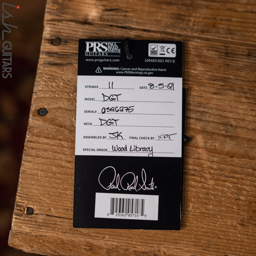 2021 PRS Wood Library DGT Figured Maple Neck Platinum Satin