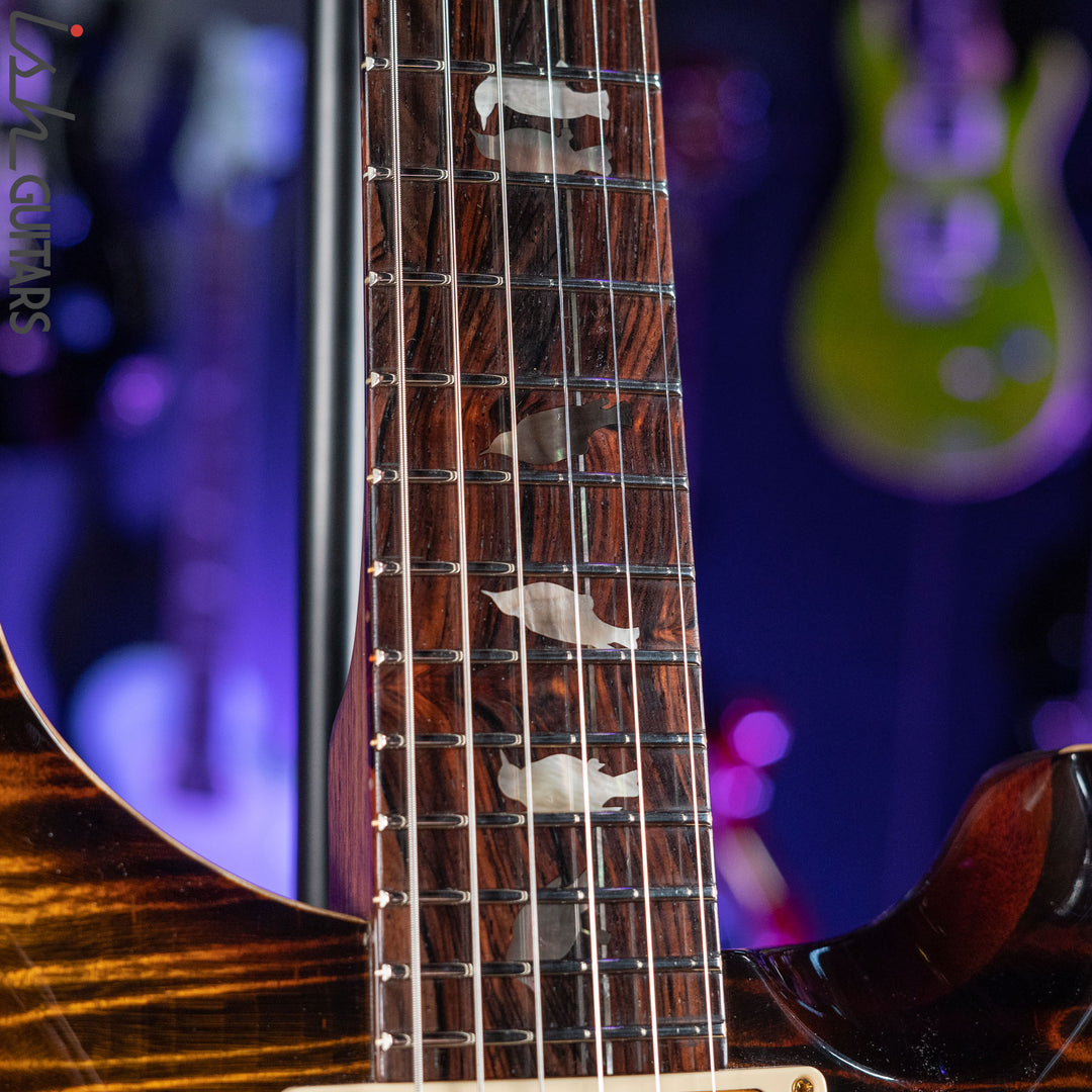PRS Custom 22 Private Stock Tiger Eye Smoked Burst Birds On A Wire