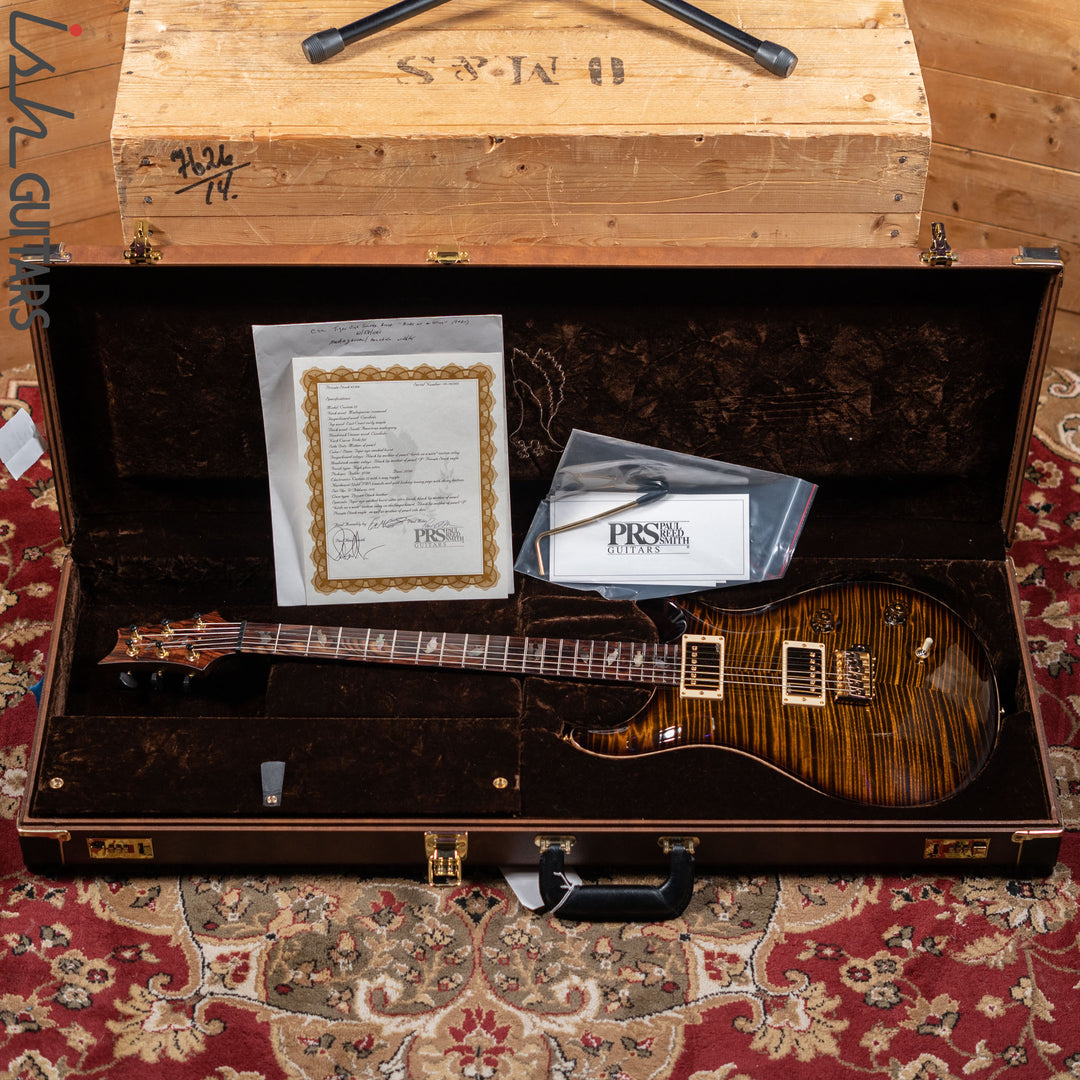 PRS Custom 22 Private Stock Tiger Eye Smoked Burst Birds On A Wire
