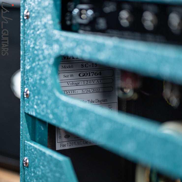 Matchless C-15 112 15W Combo Amplifier Shower Curtain Turquoise