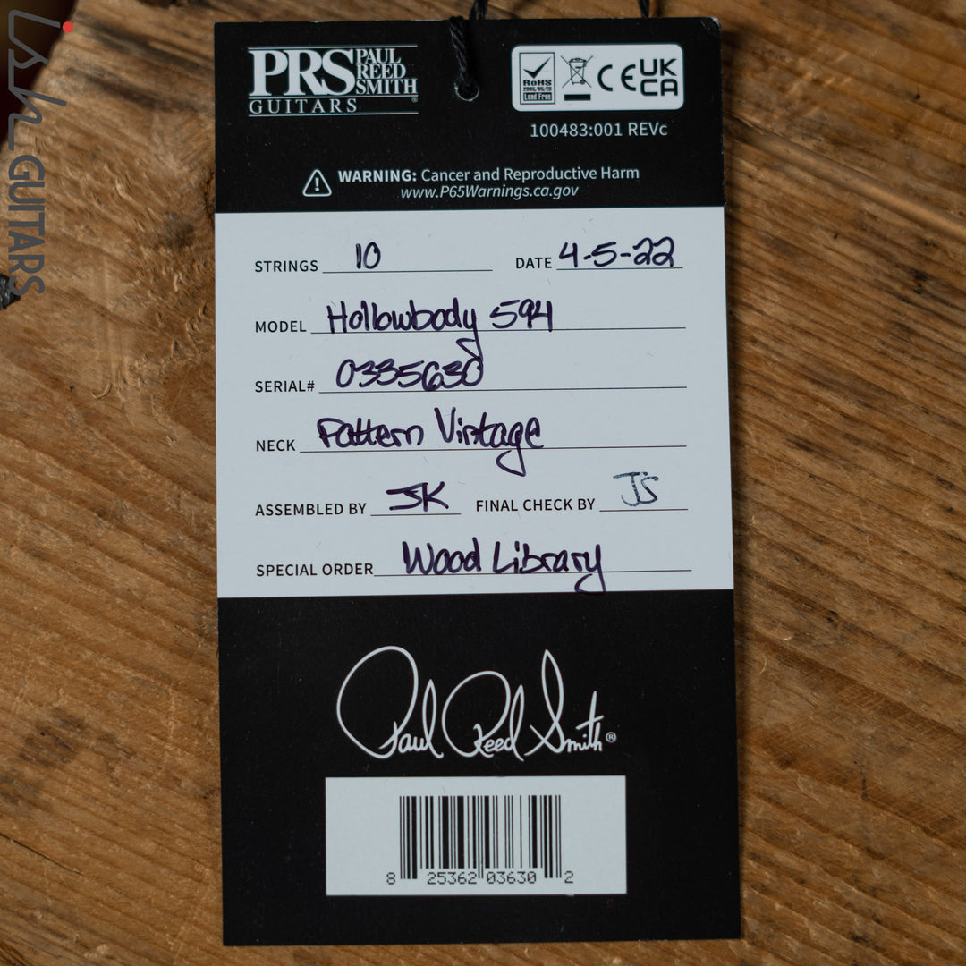 PRS McCarty 594 Hollowbody II Wood Library Antique White Opaque Satin