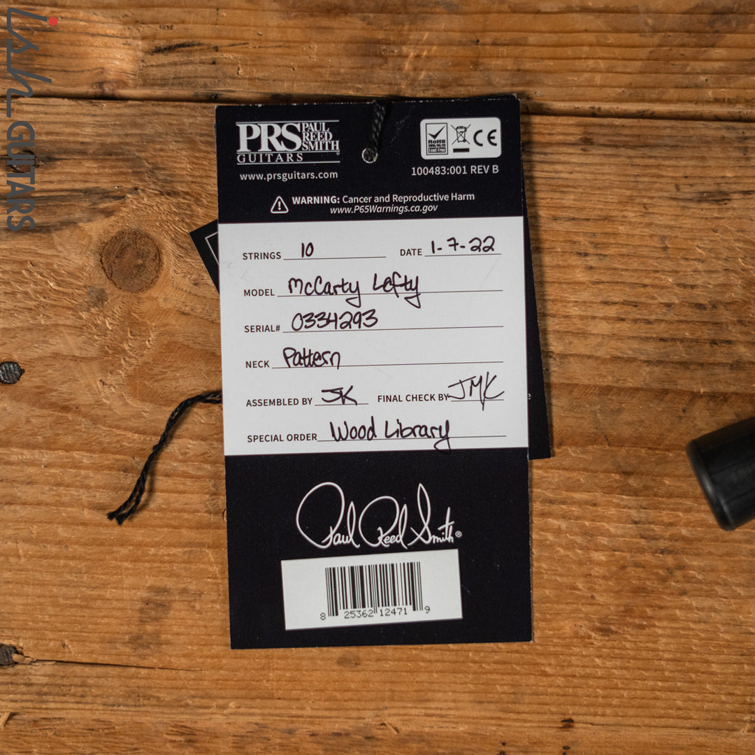 PRS McCarty Lefty Wood Library Trampas Green Smokeburst Artist Flame Maple