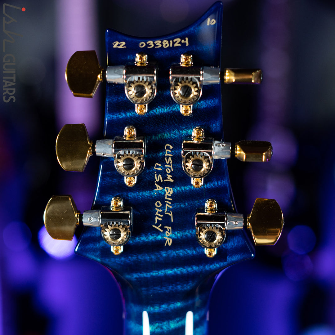 PRS Modern Eagle V Wood Library One Piece Quilt River Blue w/ Blue Burst