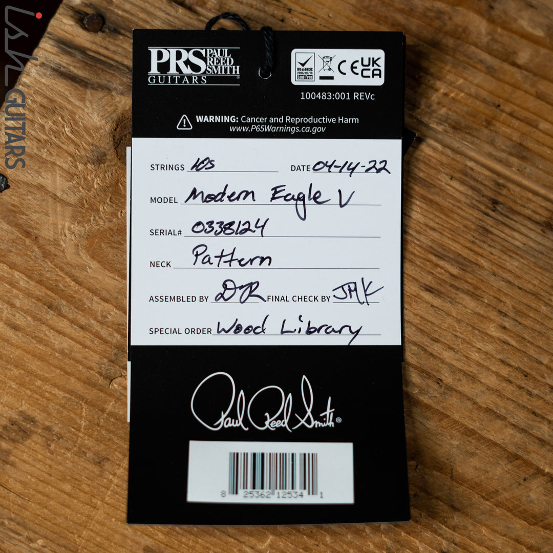 PRS Modern Eagle V Wood Library One Piece Quilt River Blue w/ Blue Burst