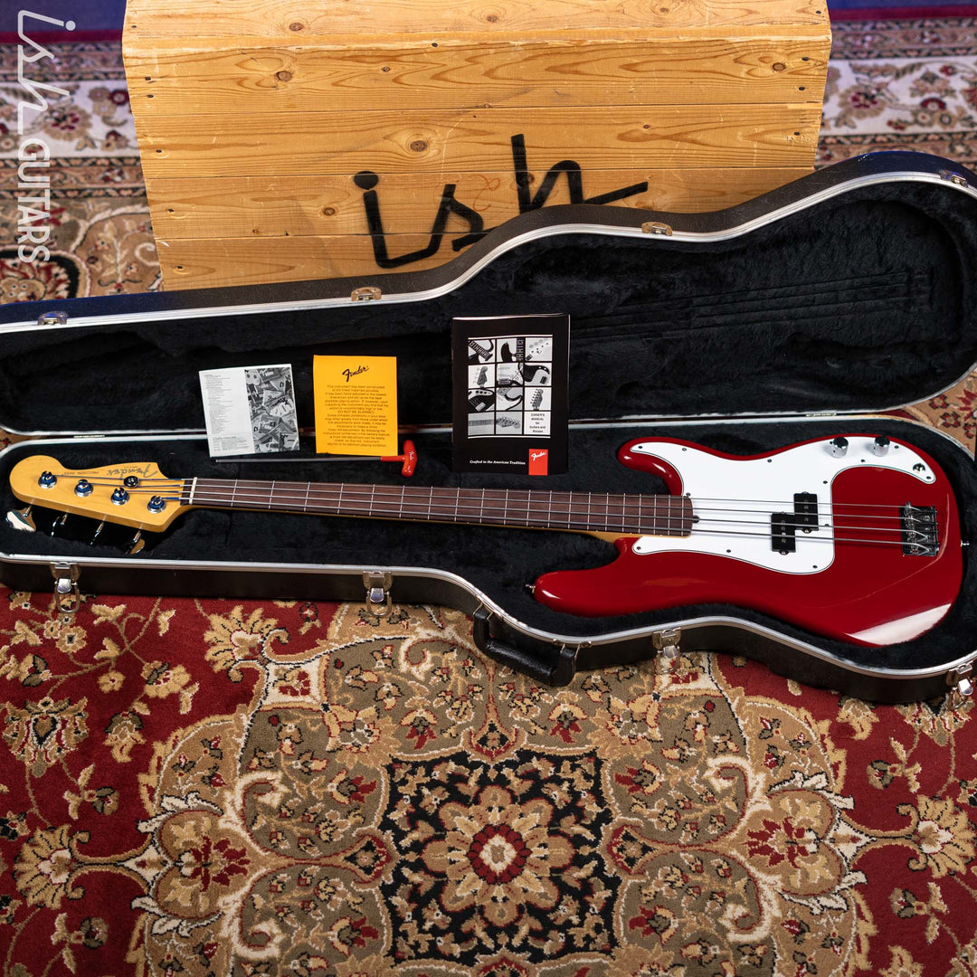 1995 Fender American Standard Fretless P Bass Red