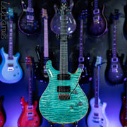 PRS Wood Library Custom 24 Teal One Piece 10 Top Quilt Figured Maple Neck