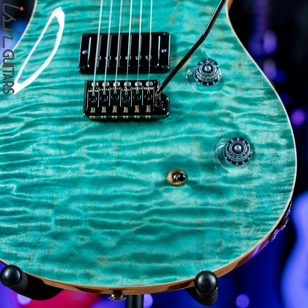 PRS Wood Library Custom 24 Teal One Piece 10 Top Quilt Figured Maple Neck