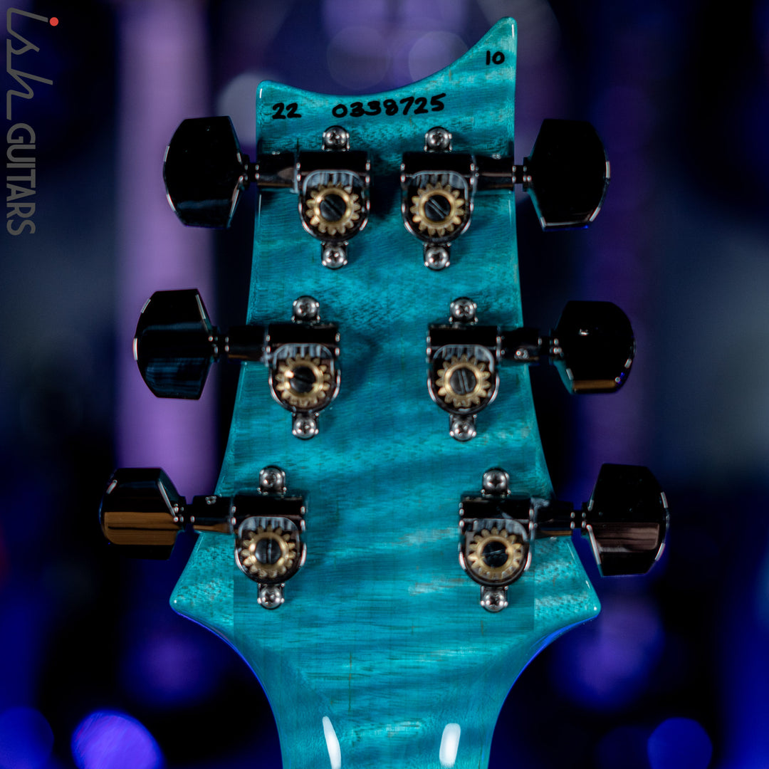 PRS Wood Library Custom 24 Teal One Piece 10 Top Quilt Figured Maple Neck